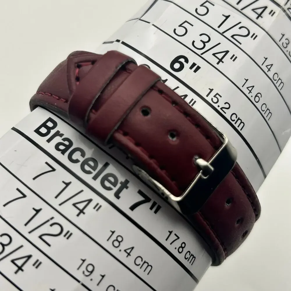 Floral Dial Crystal Bezel Women’s Watch Brown Leather Working New Battery